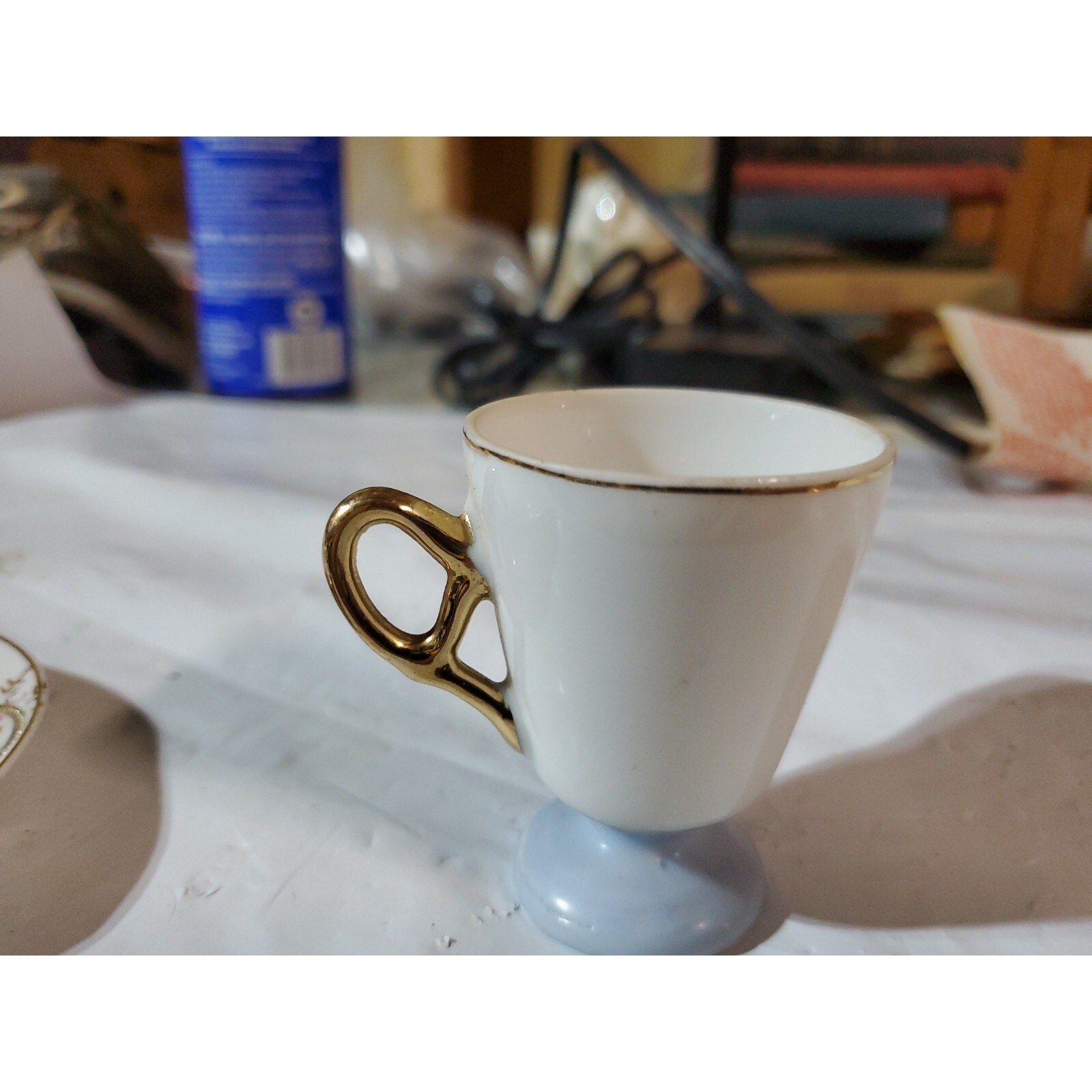Vintage Japanese Miniature ,Victorian scene,coffee cup and saucer