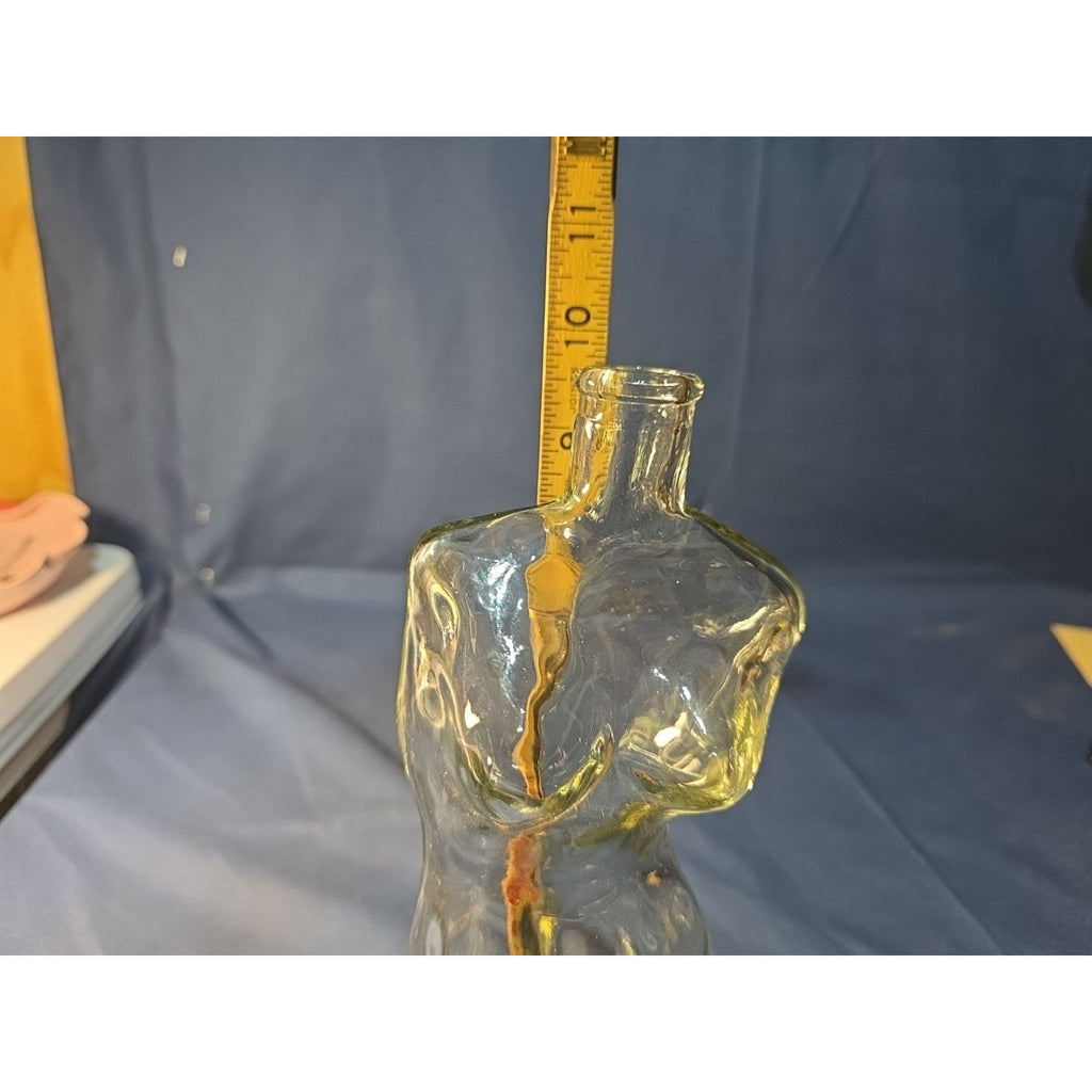 VTG Mid-Century Yellow Glass Nude Female Torso Bottle - Decorative MCM Decanter