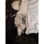 Vintage Handmade 14" Fabric Rag Doll With Long Brown Yarn Hair