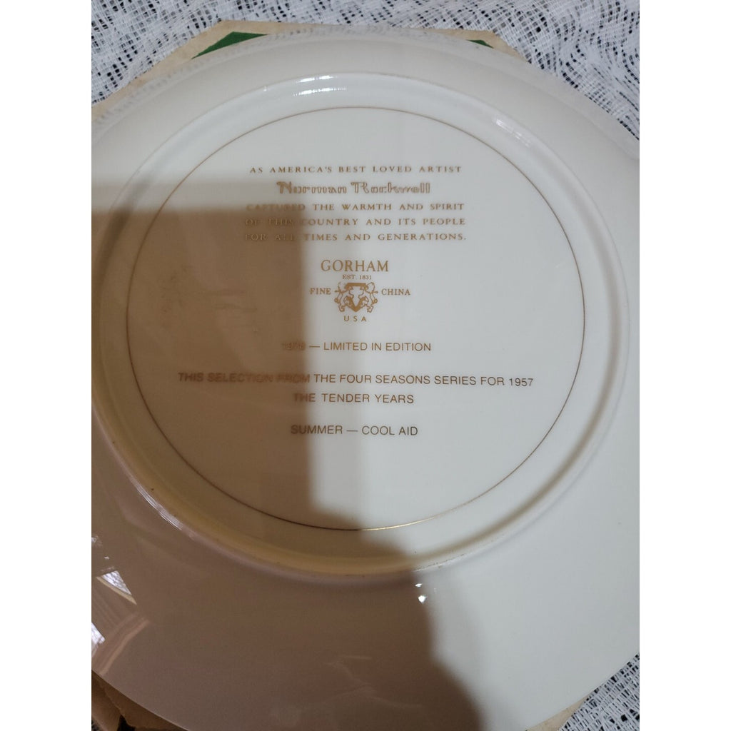 Norman Rockwell "Summer - Cool Aid" Fine China Collector Plate W/Box