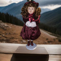 17” Porcelain Christmas Doll With Stand