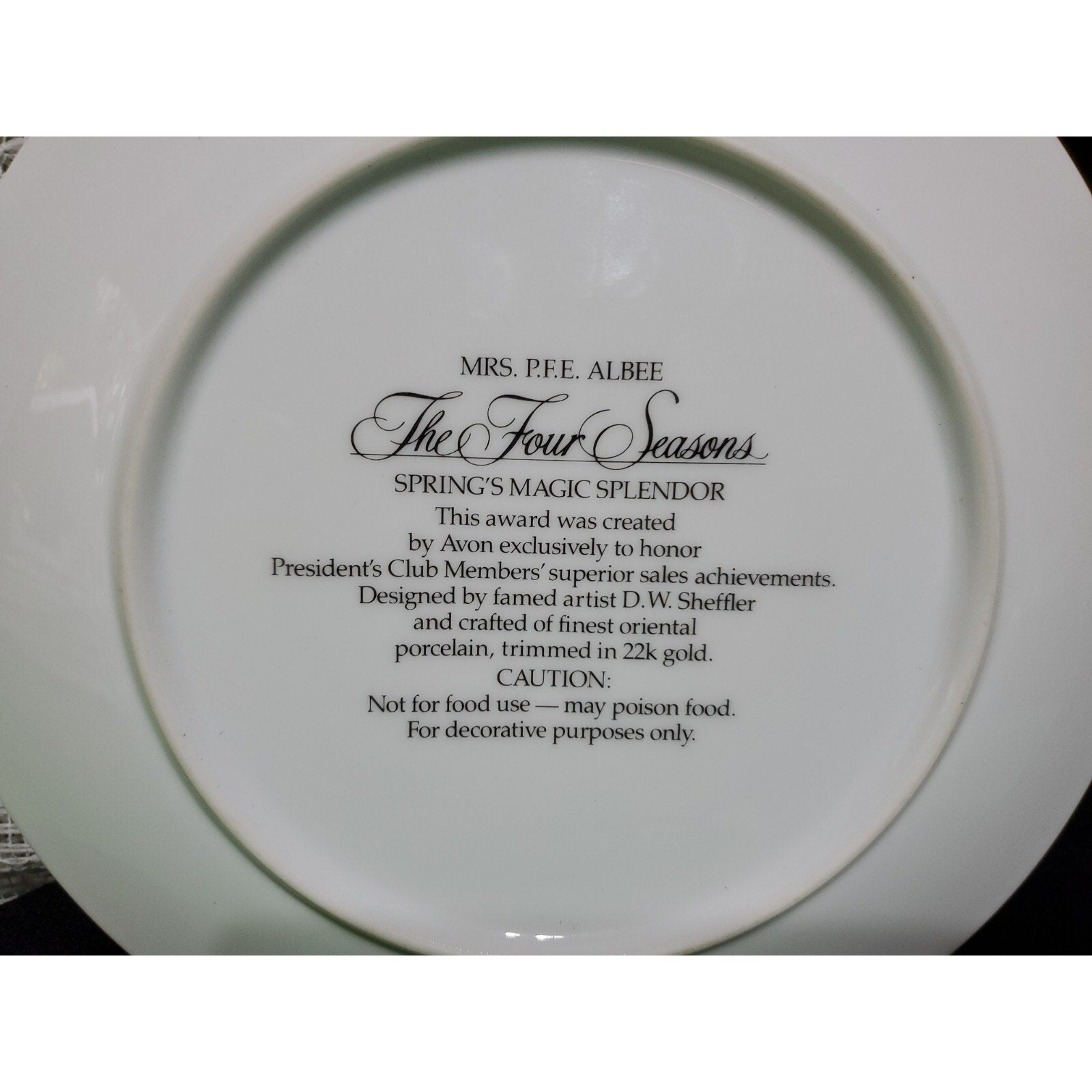 Mrs P.F. E. Albee Portrait Plate The Four Seasons Majesty of Winter art Sheffler