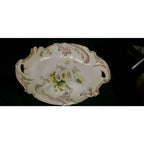 Old Bavaria Prussia Mold Double Handled Plate Tray Hand Painted Flower