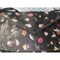 Rebecca Minkoff Envelope Style Crossbody Purse Black w/ Flowers Zipper Accent