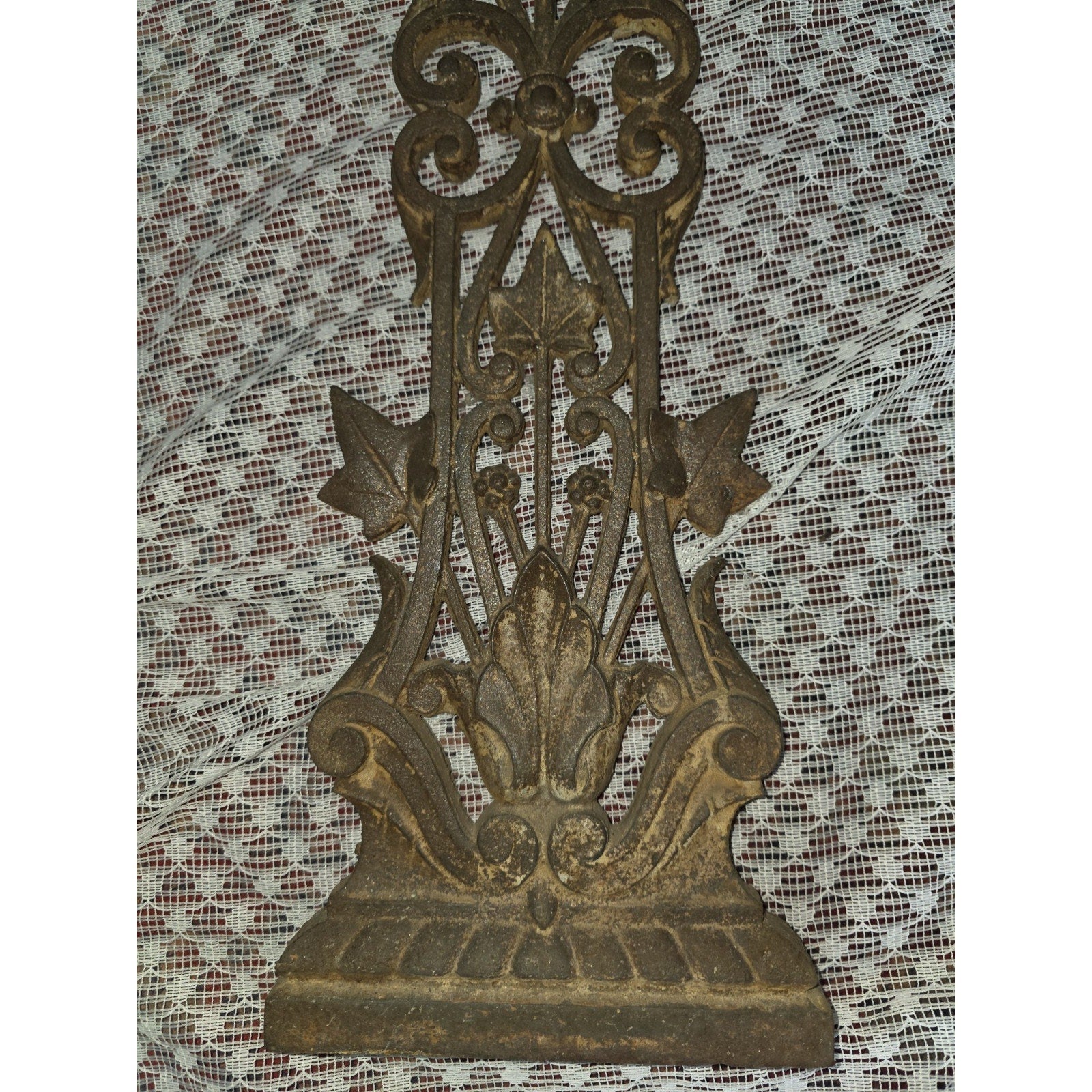 Antique French Style Cast Iron Cross Virgin Mary Lg Ornate Garden Church 42"X25"