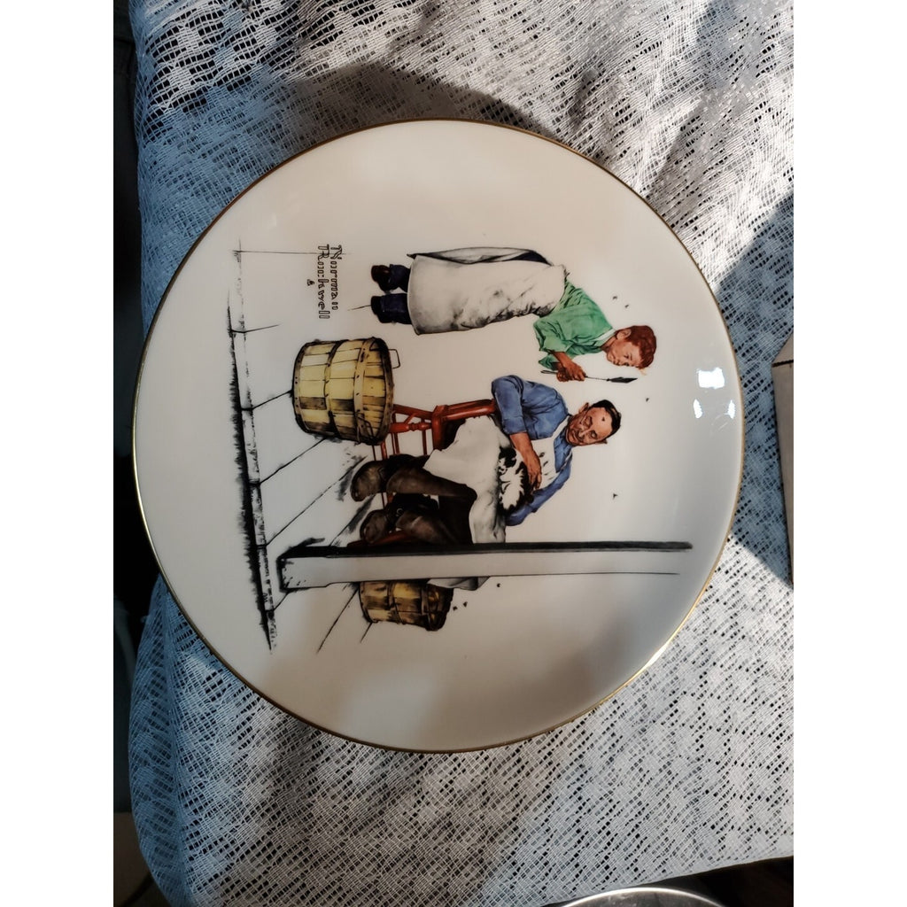 Norman Rockwell Plate " Summer -Swatter's Rights" Vintage W/ Box