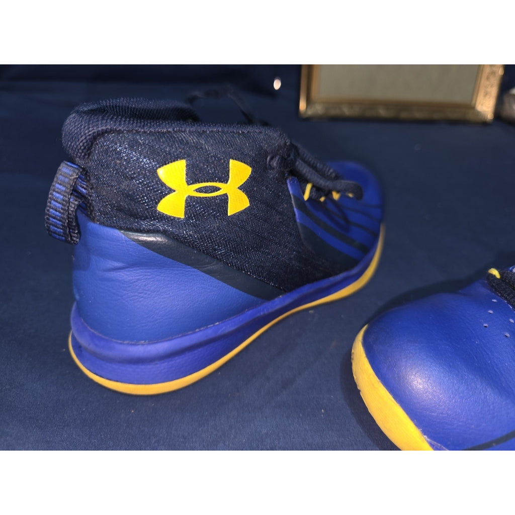 Under Armour Kids Blue Yellow Basketball Shoes Sneakers Size 3Y