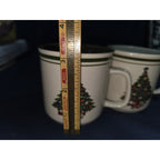 Vintage Christmas tree stoneware mugs Set Of 4 Holiday Mugs