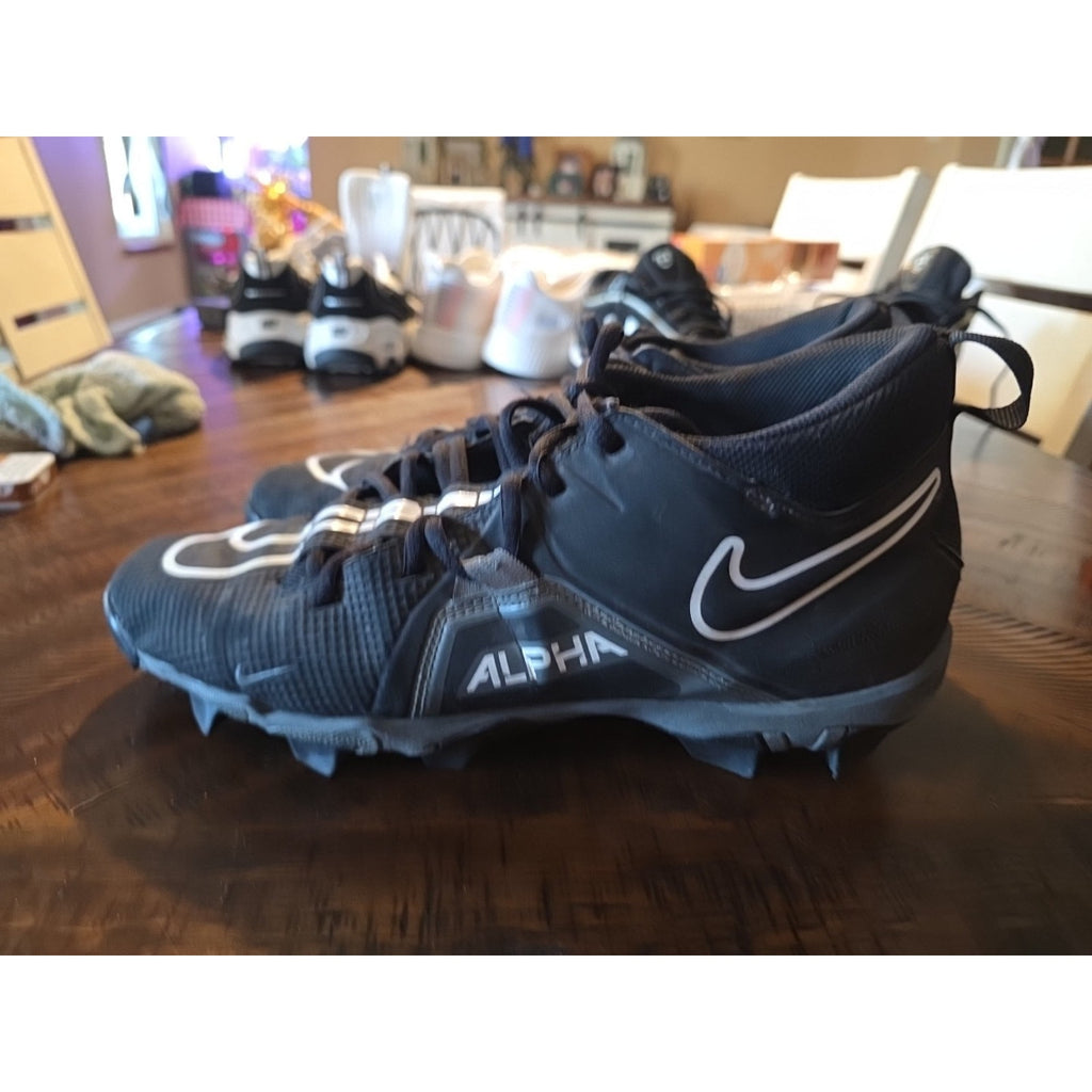Nike Alpha Menace 3 Shark Football Cleats Black Grey CV0582-010 Men’s Size 10