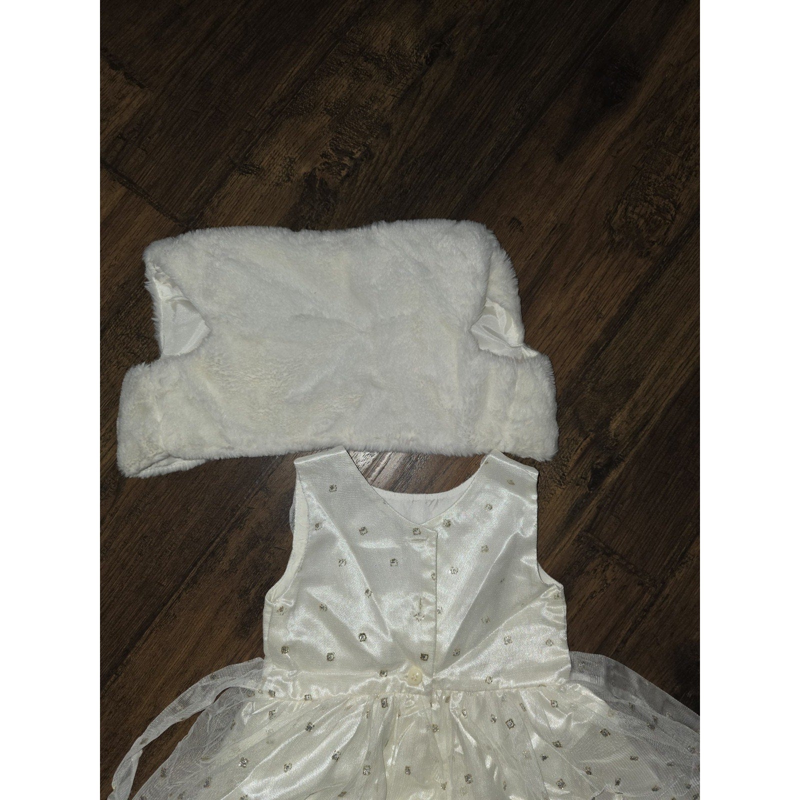 JONA MICHELLE Sleeveless Girl's Party Dress Size 4T White & Gold W/Shrug