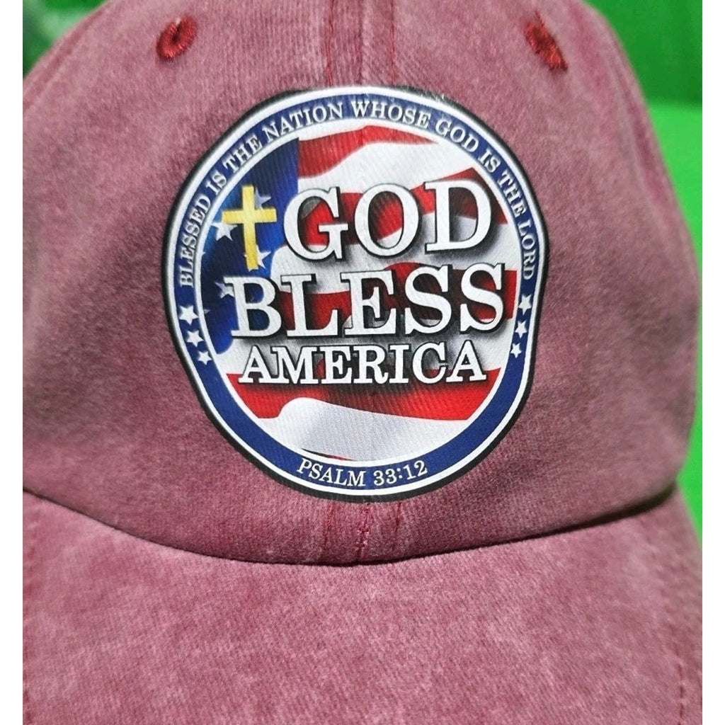 God Bless America Hat Adult Unisex Distressed Patriotic Adjustable Ball Cap