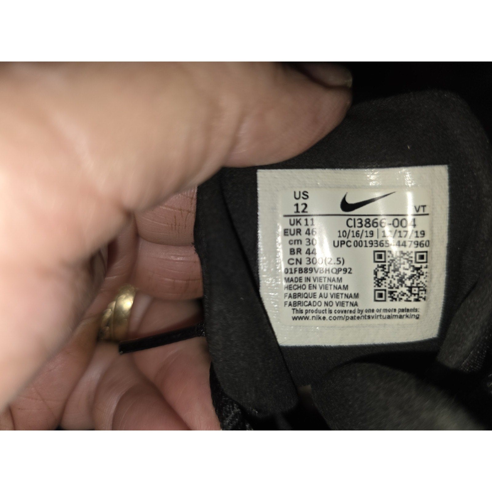 Nike Air Max 270 React Tennis Shoes Men’s Size 12 Running Black White CI3866-00