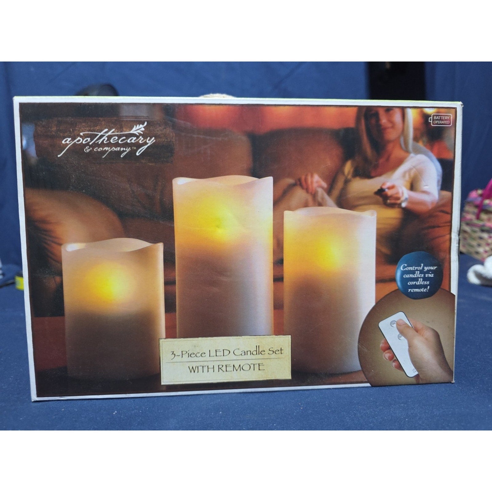 Apothecary & Company 3-Piece LED Candle Set with Remote.