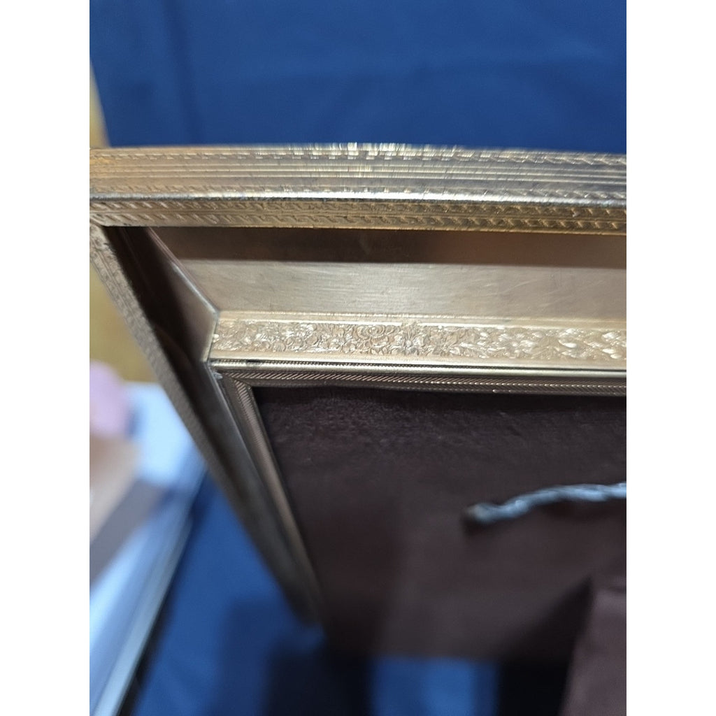 Vtg 11x14 Gold Tone Ornate Picture Frame Embossed Floral With Photo Bushmiller