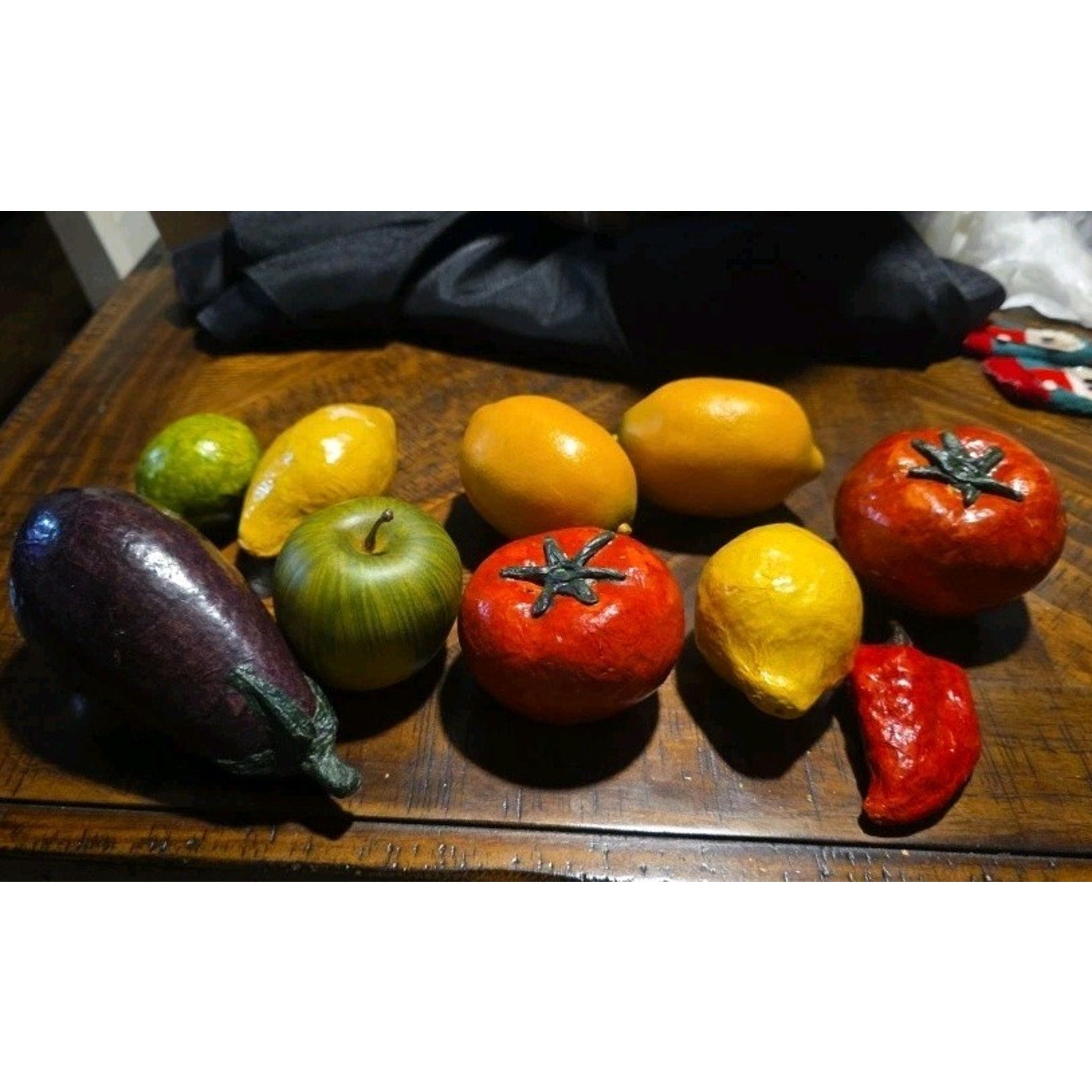 Vintage Paper Mache Fruit & Veggie Lot (10pc) – Hand-Painted Folk Art Decor