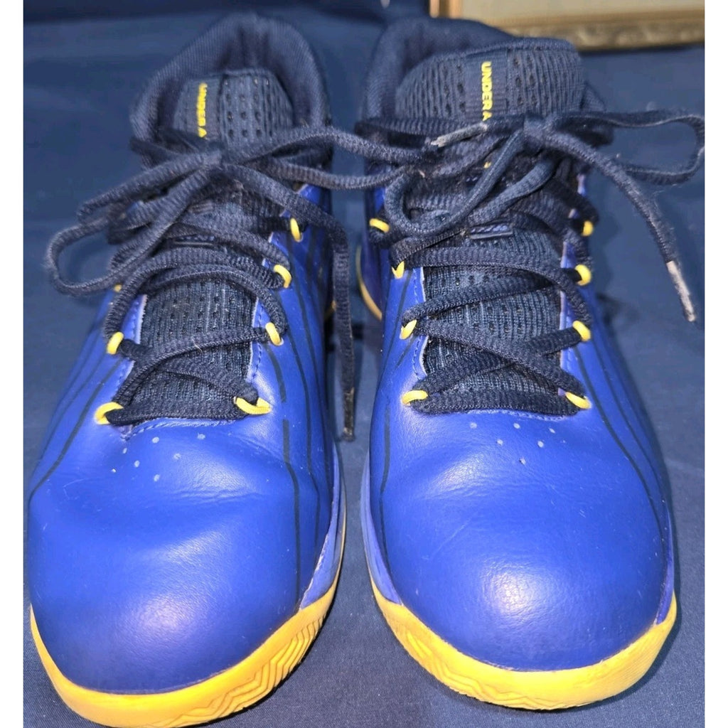 Under Armour Kids Blue Yellow Basketball Shoes Sneakers Size 3Y