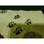 Antique Rug Hooking Tapestry Art Handmade Bees, Bugs Flowers 12.5X14.5