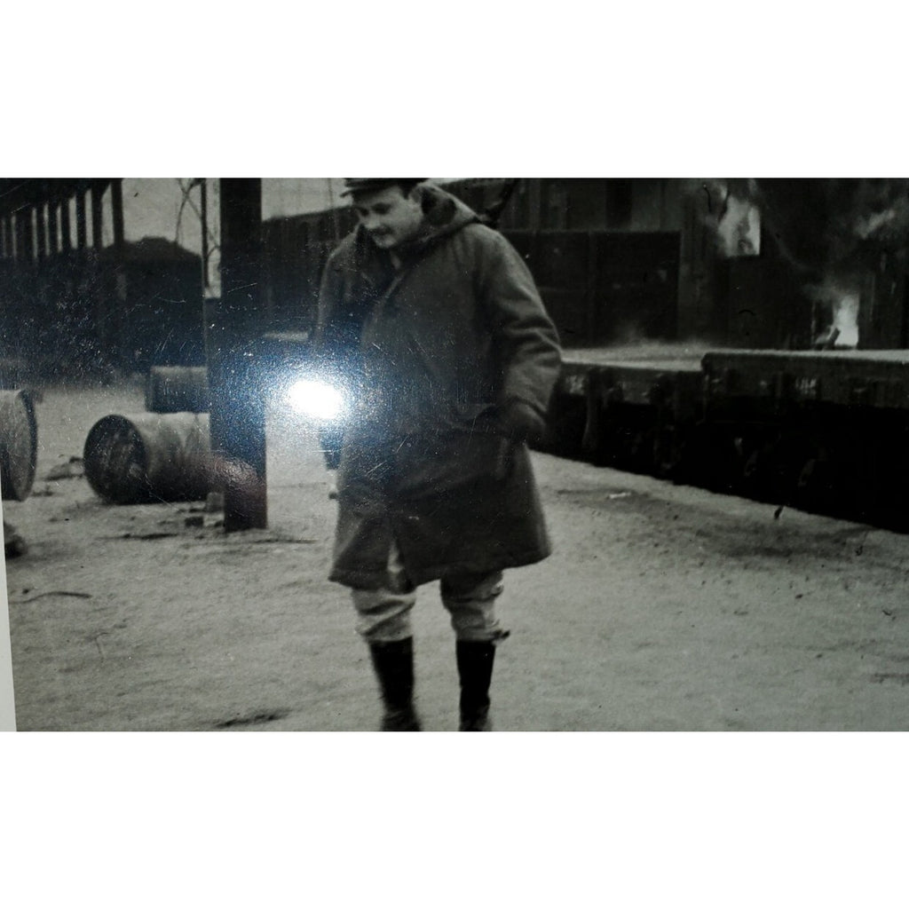 Vintage Rare 1950"s Photo Korean War intelligence Officer W/ Burning Train ORIG