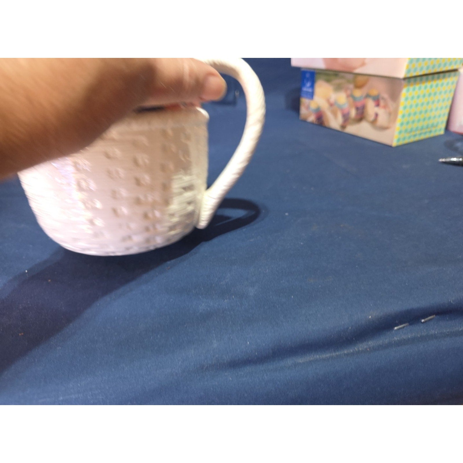 Ceramic Easter Egg Bunny Rabbit Picther or Creamer Woven basket Decoration