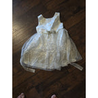 JONA MICHELLE Sleeveless Girl's Party Dress Size 4T White & Gold W/Shrug