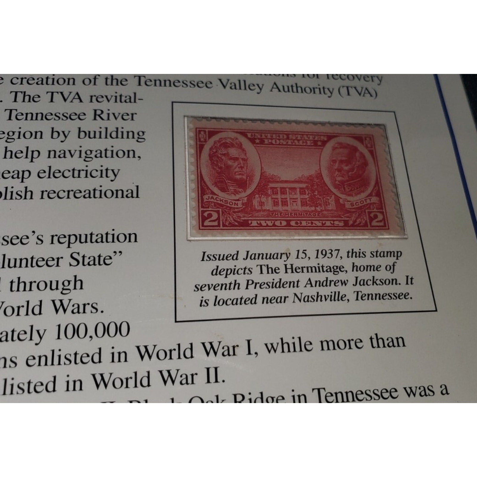 Tennessee Uncirculated Quarters Stamps Collection Card The Volunteer State 1796