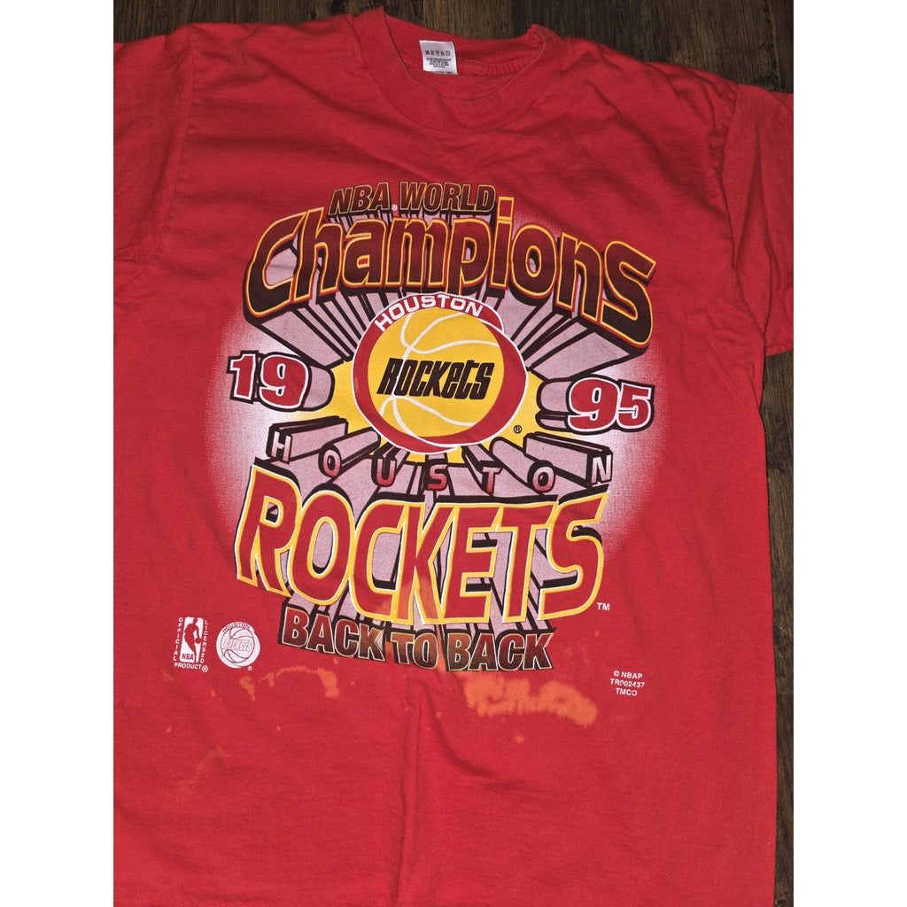 Vintage Houston Rockets 1995 Single Stitch NBA Championship Shirt Red XL