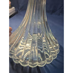 Vintage Ribbed Glass Wine/Liqueur Decanter With Stopper And Silverplate Collar