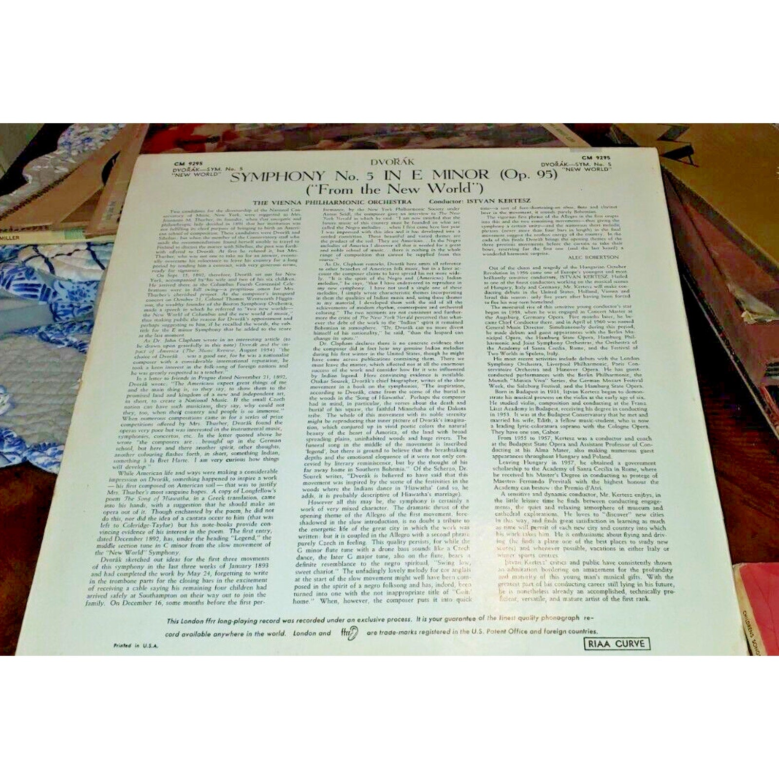 DVORAK SYMPHONY # 5 NEW WORLD VIENNA PHILHARMONIC CLASSICAL RECORD ALBUM CM9295