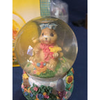 VTG Spring Easter Bunny Rabbit Musical Snow Globe Musical Waterball