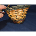 Vtg Natural Woven Fall Thanksgiving Basket - Bamboo Wicker Rattan 11 x 9 x 6