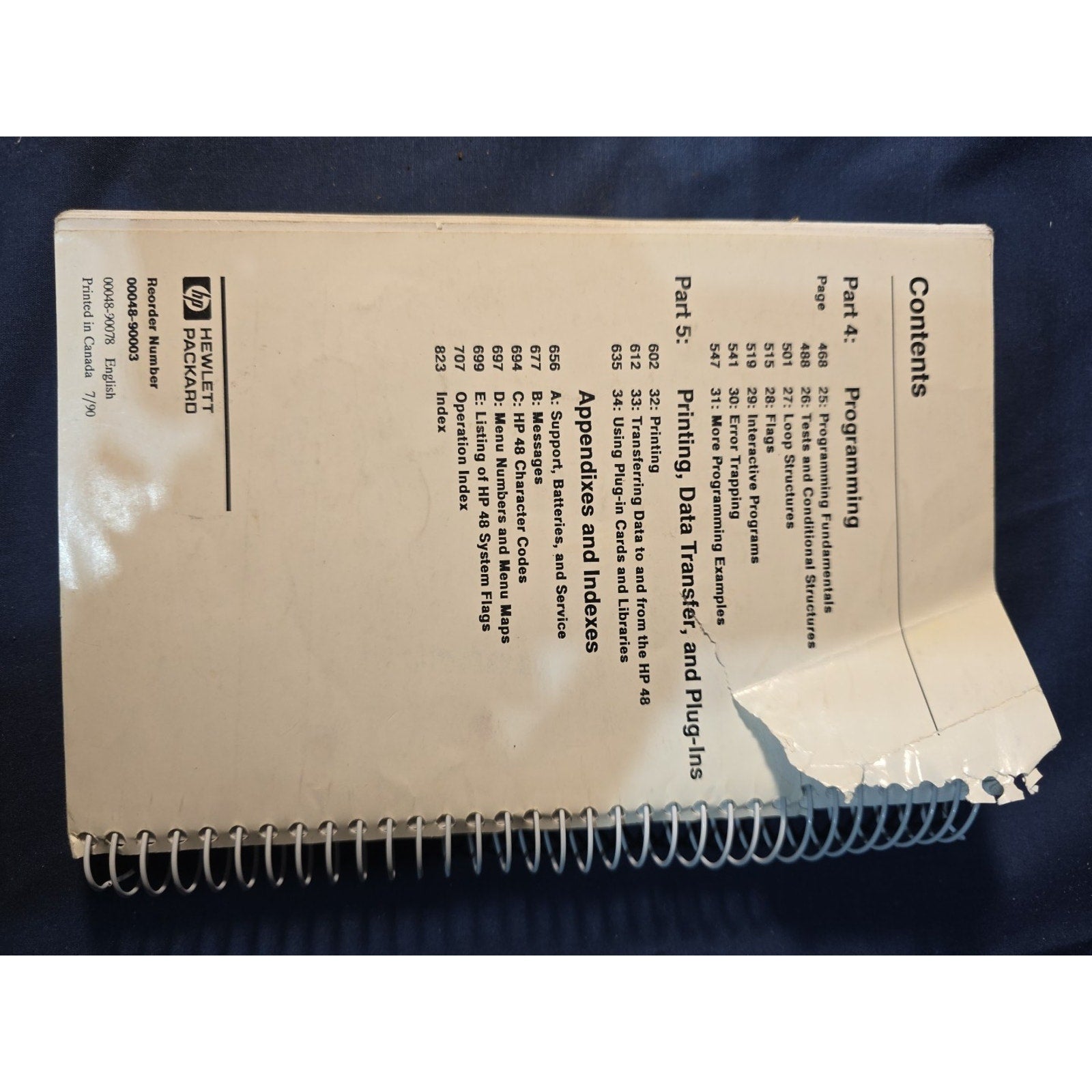 HP 48SX Scientific Expandable Owner's Manual Vol. I & Vol. 2 4th Edition 1990