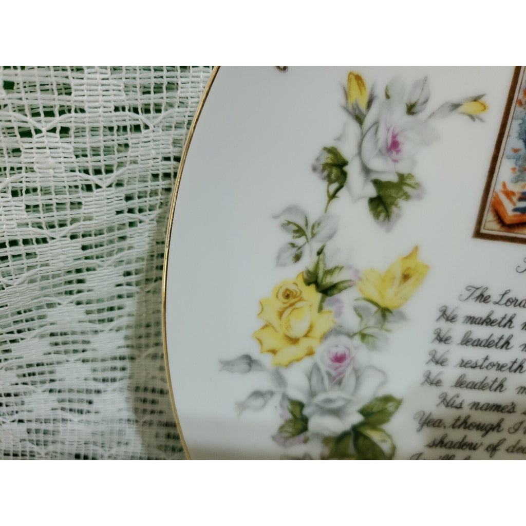 Vintage Ucagco Porcelain Twenty-Third Psalm wall plate 10 1/4” Christian Bible