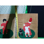 Original Art: Vintage Collage on burlap w/ felt Christmas art his & hers 11"X14