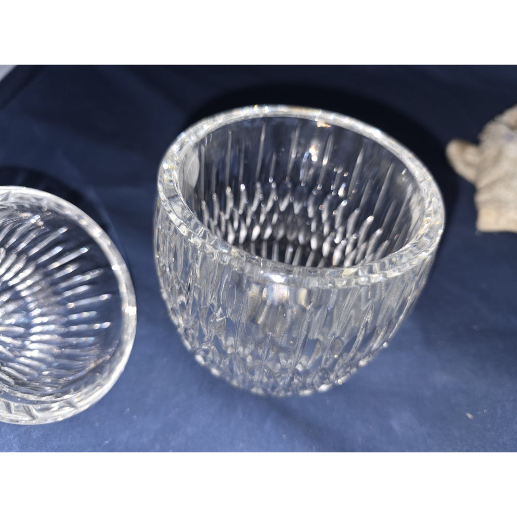 Bombay Crystal Egg Clear Cut Elegant 2 Pc. Trinket Dish Made In Poland Free Ship