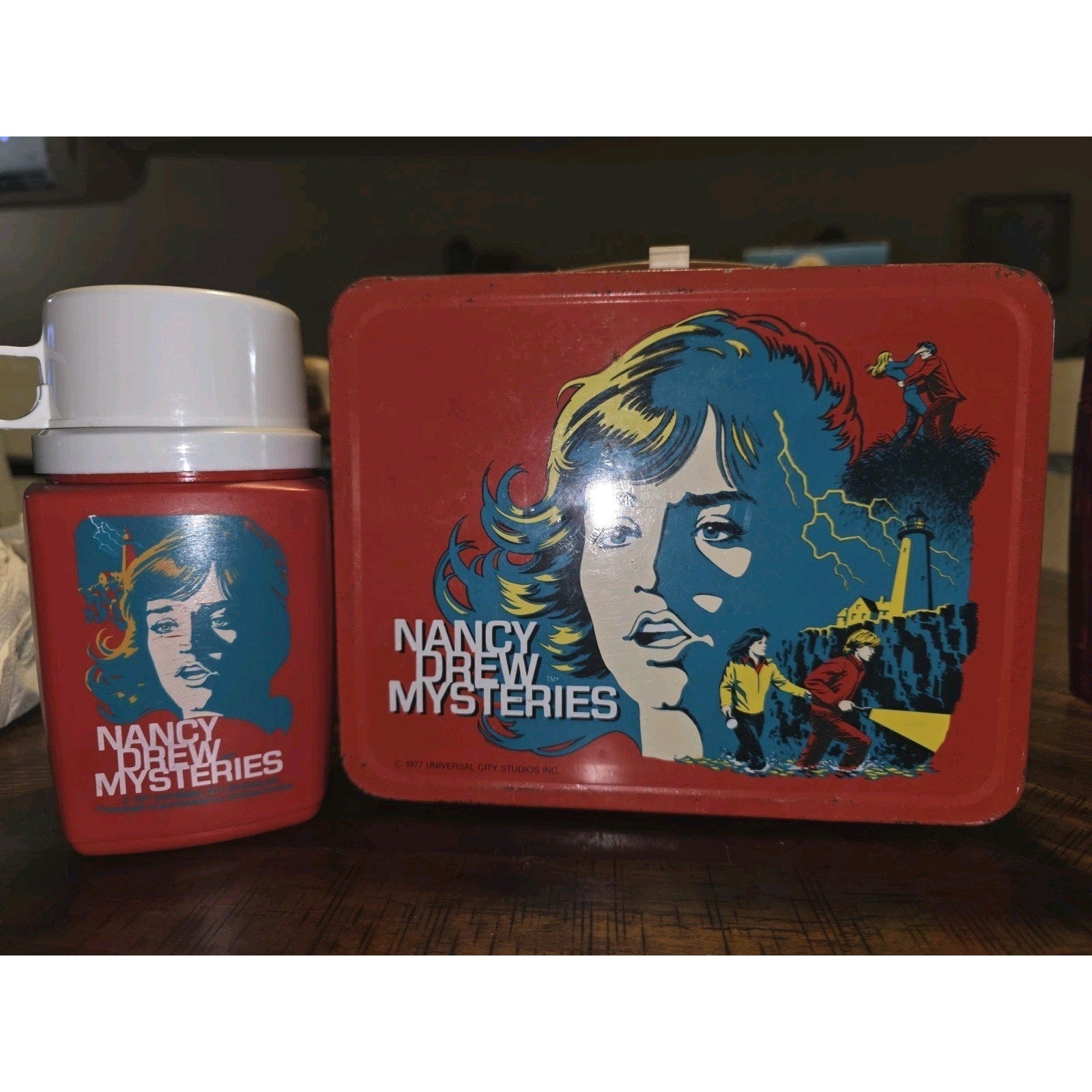 Nancy Drew Mysteries Metal Lunchbox & Thermos Set 1977 Universal City Studios