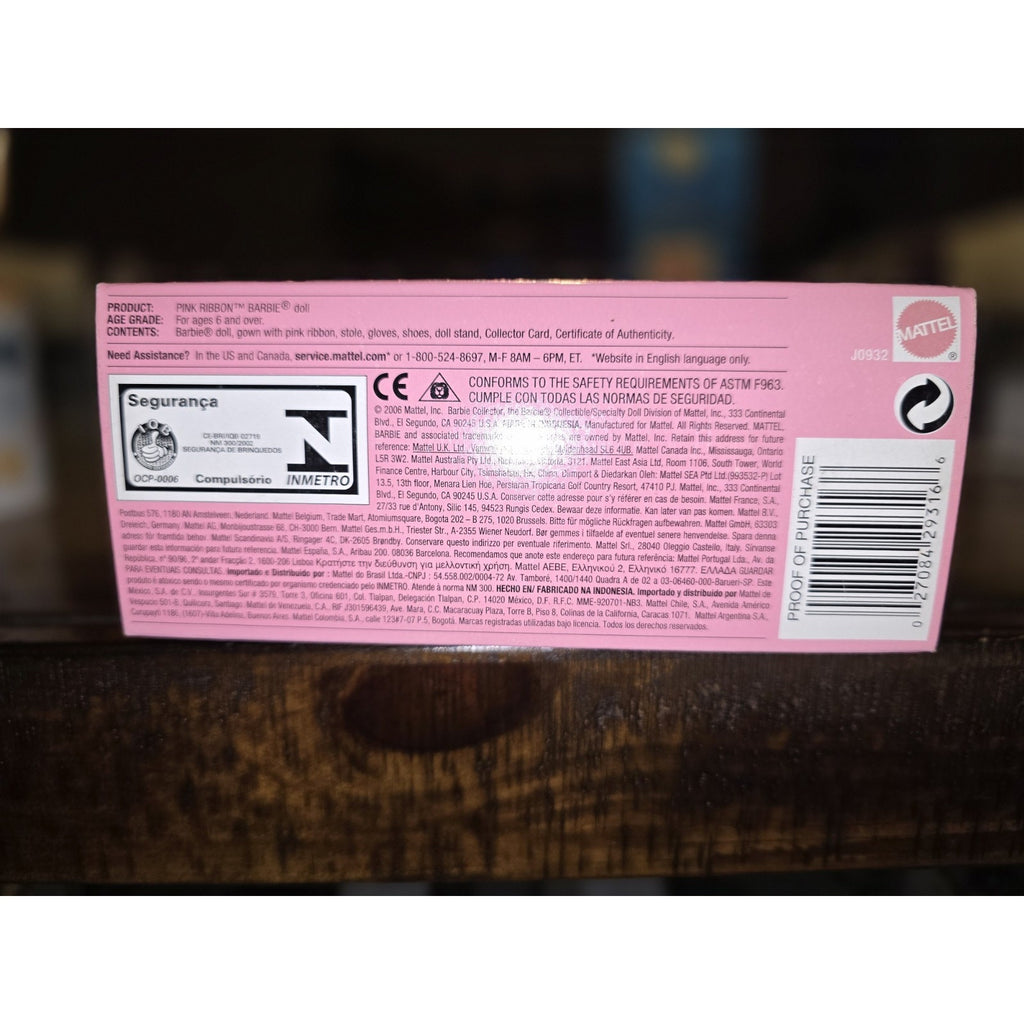 Barbie Pink Ribbon Doll Partnered Susan G. Komen Breast Cancer Foundation #J0932