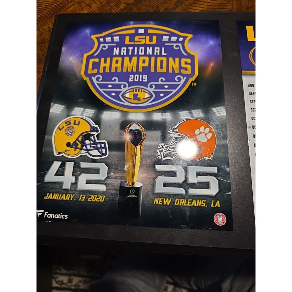 LSU 2019 National Champions Plaque - 15-0 Undefeated Season Schedule