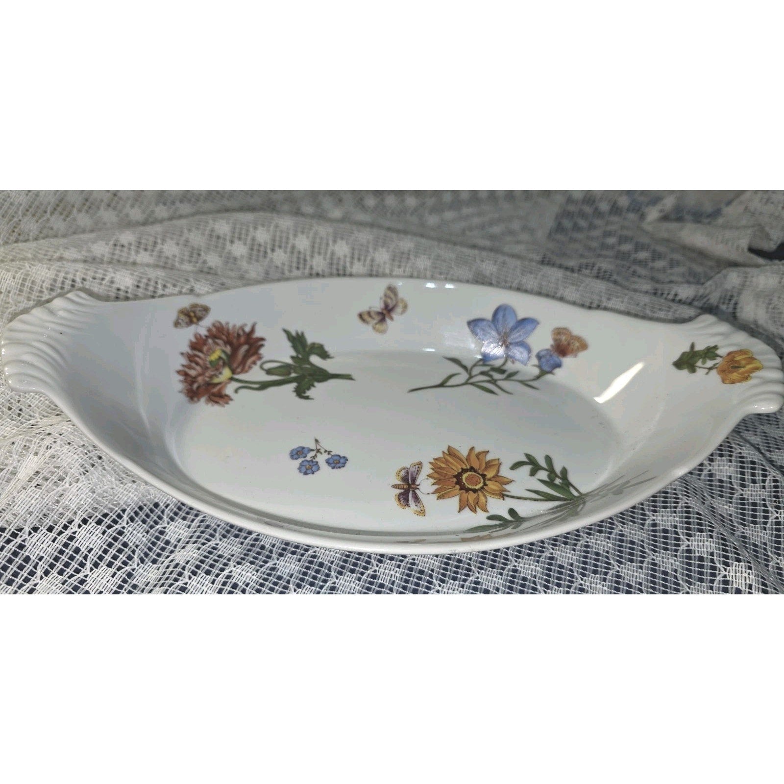 BIA Cordon Bleu Serving Dishes -Oval Au Gratin -Floral Pattern -13”x7.5"