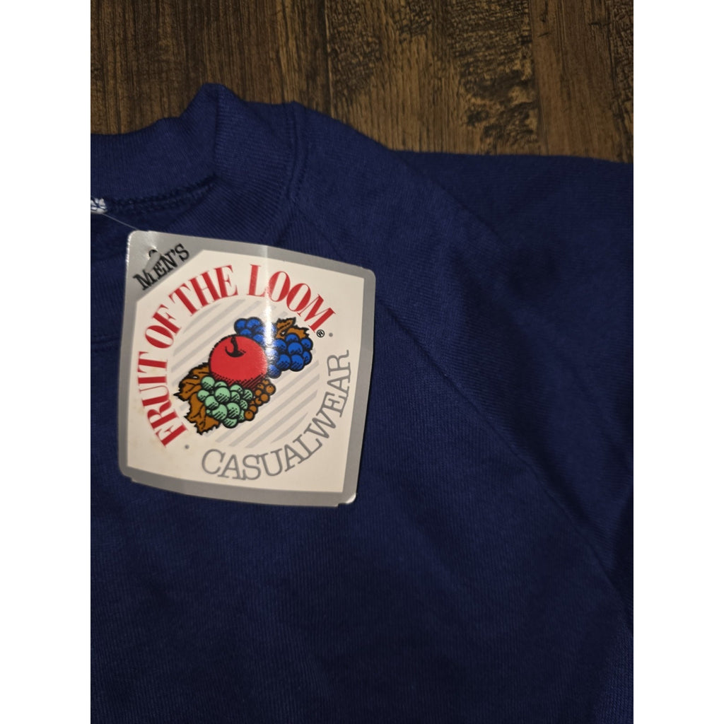 VTG 90s Fruit of the Loom Sweatshirt XL Navy Blue Made in USA Deadstock NOS New