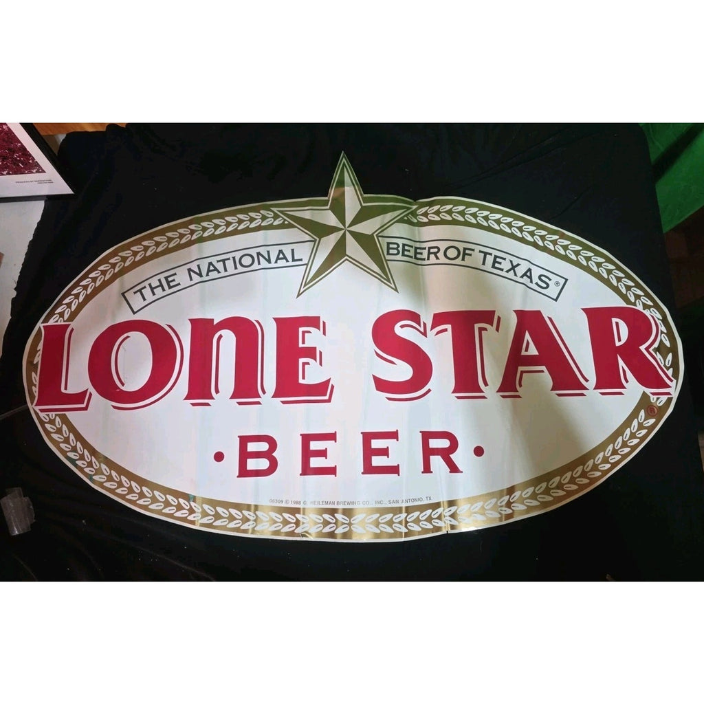 Vtg. Lone Star Beer Window Vinyl Decal 36"X18.5 Beer Advertising 1980"s
