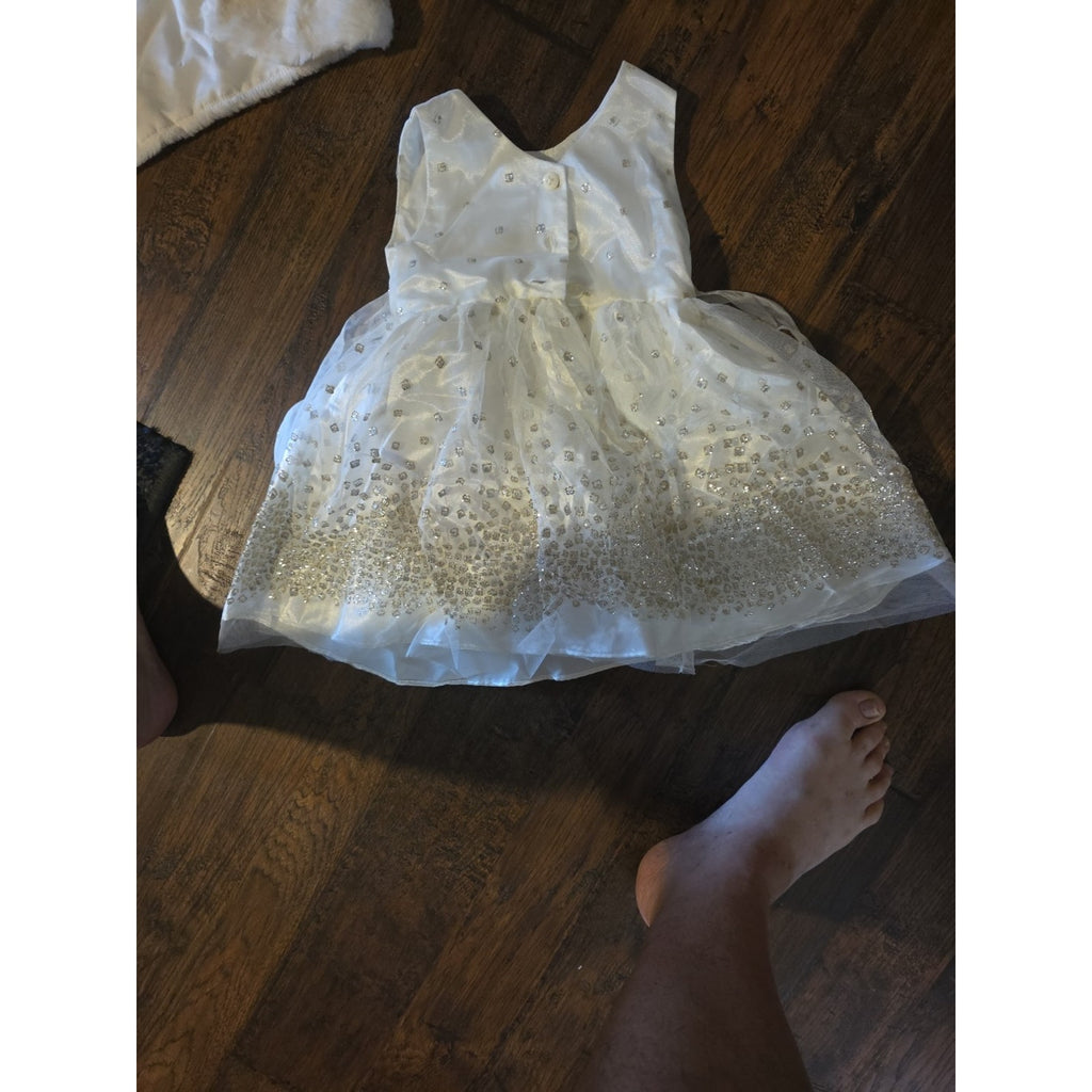 JONA MICHELLE Sleeveless Girl's Party Dress Size 2T White & Gold W/Shrug