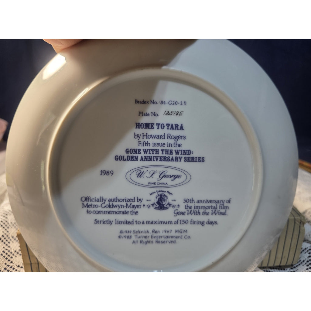 1988 Gone With The Wind" Golden Anniversary Collector Plate W/box & Cert