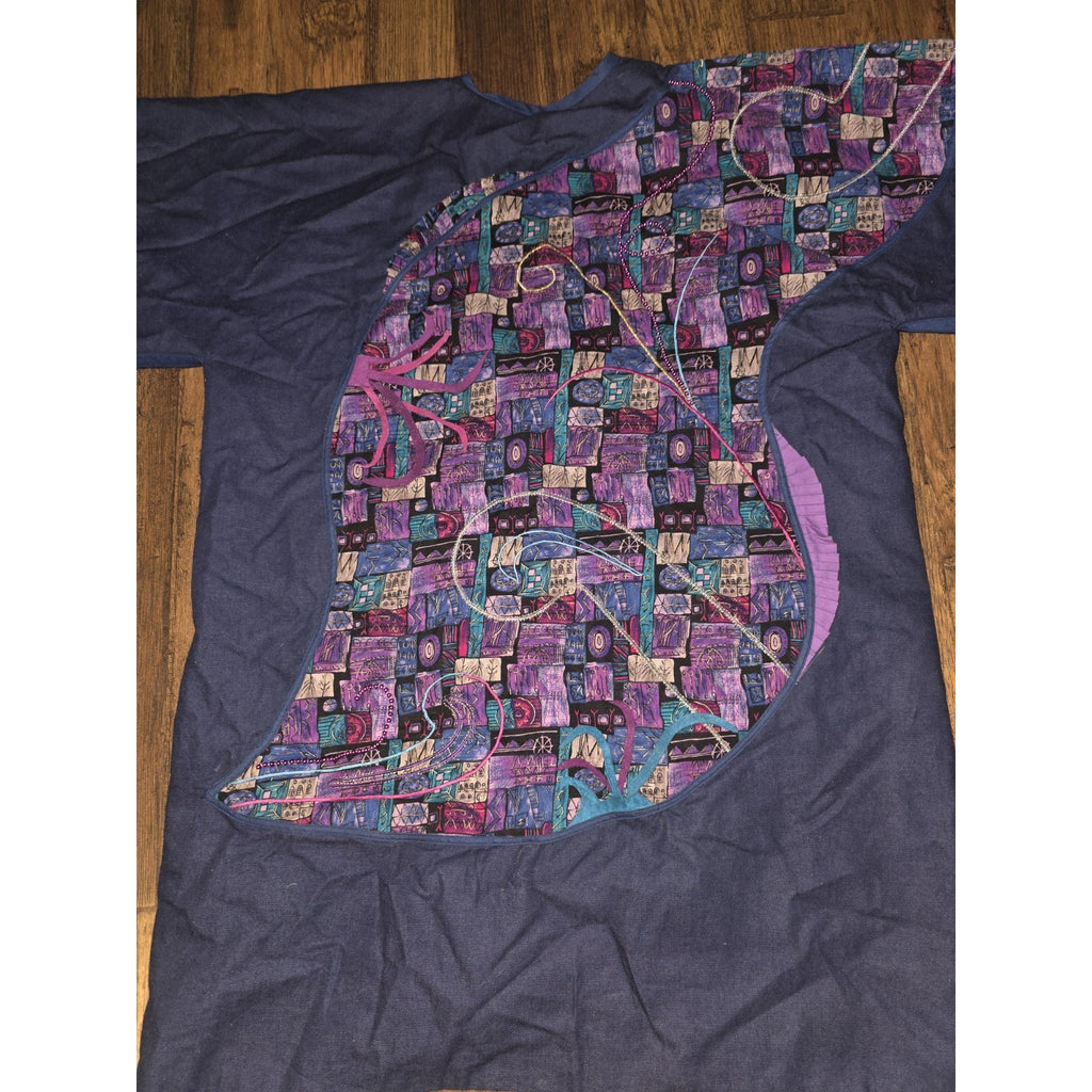 Vintage Bohemian Abstract Mid-Century Patchwork Kimono Style Jacket Coat XL