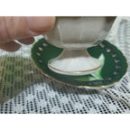Vintage Wales Black Pink Orchid Pearlized Footed Teacup & Saucer Japan