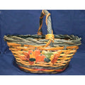 Vtg Natural Woven Fall Thanksgiving Basket - Bamboo Wicker Rattan 11 x 9 x 6