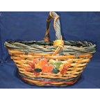 Vtg Natural Woven Fall Thanksgiving Basket - Bamboo Wicker Rattan 11 x 9 x 6
