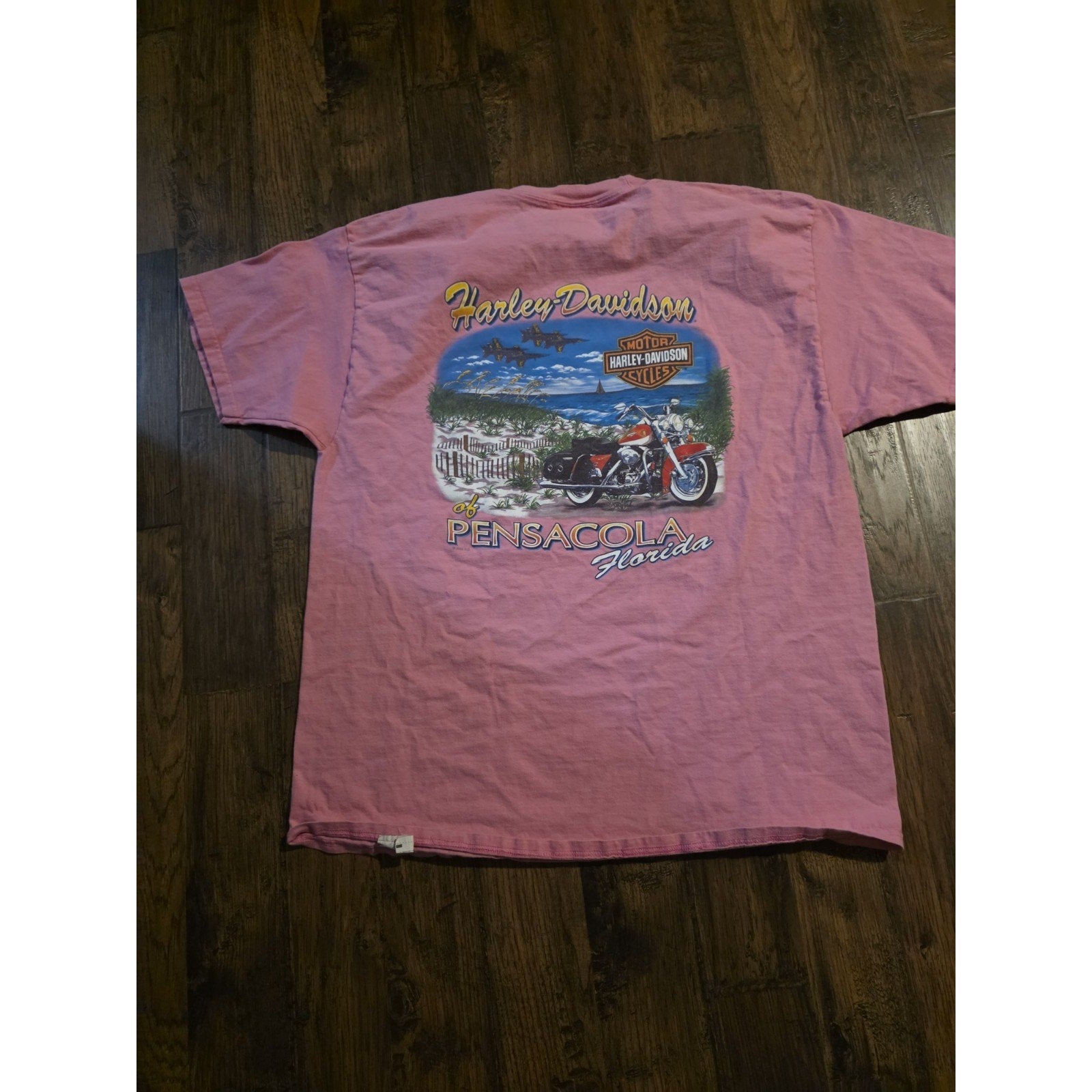 Vtg Harley Davidson Pink T Shirt Pensicola FL Womens Size XL 46-48