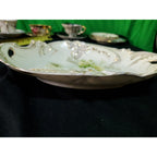 Old Bavaria Prussia Mold Double Handled Plate Tray Hand Painted Flower