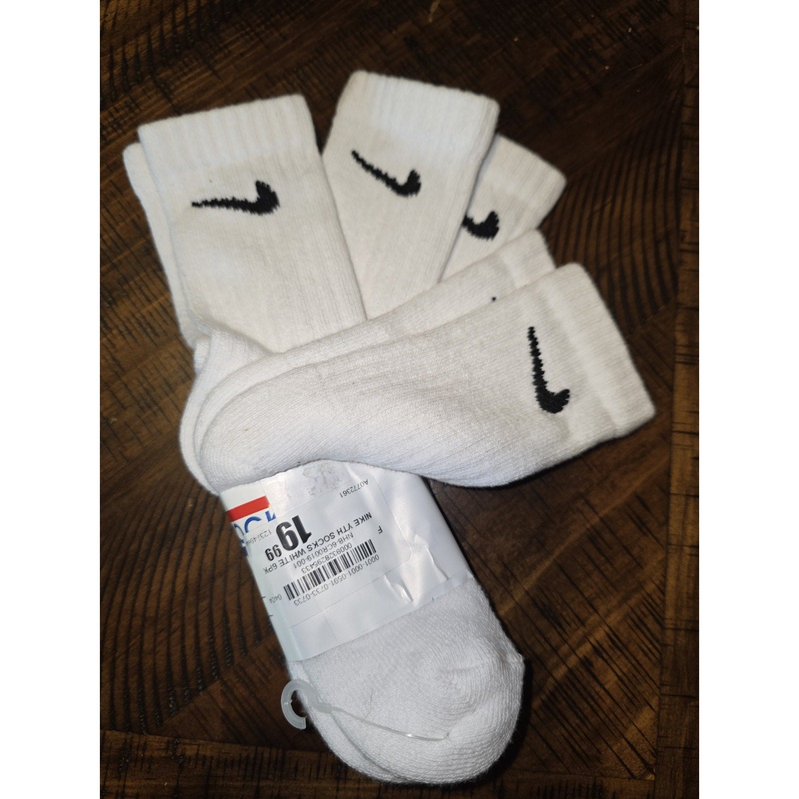 Boys/Girls NWT NIKE Ankle Socks 3prs DRI-FIT Classic White w/Black Swoosh 3Y-5Y