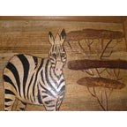 Vintage African Banana Leaf Mosaic Art Framed Zebra Folk Art Mid Century Kenya